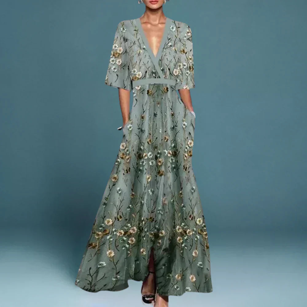 Flowing Floral Print Maxi Dress