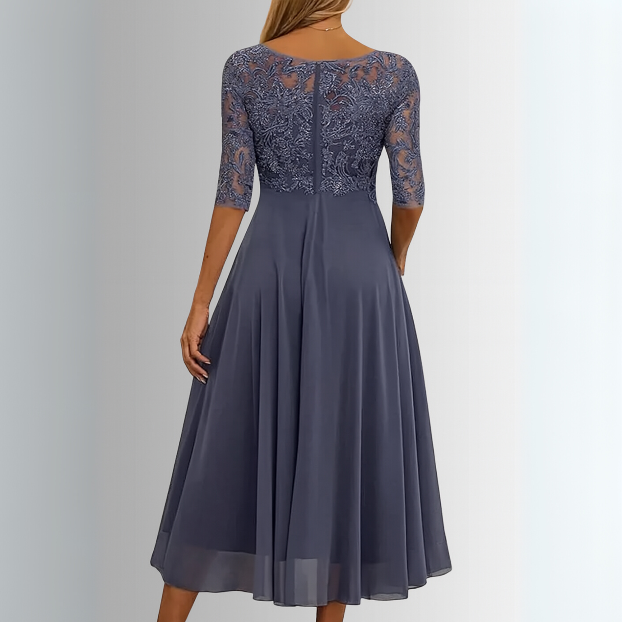Lace Bodice Layered Midi Dress