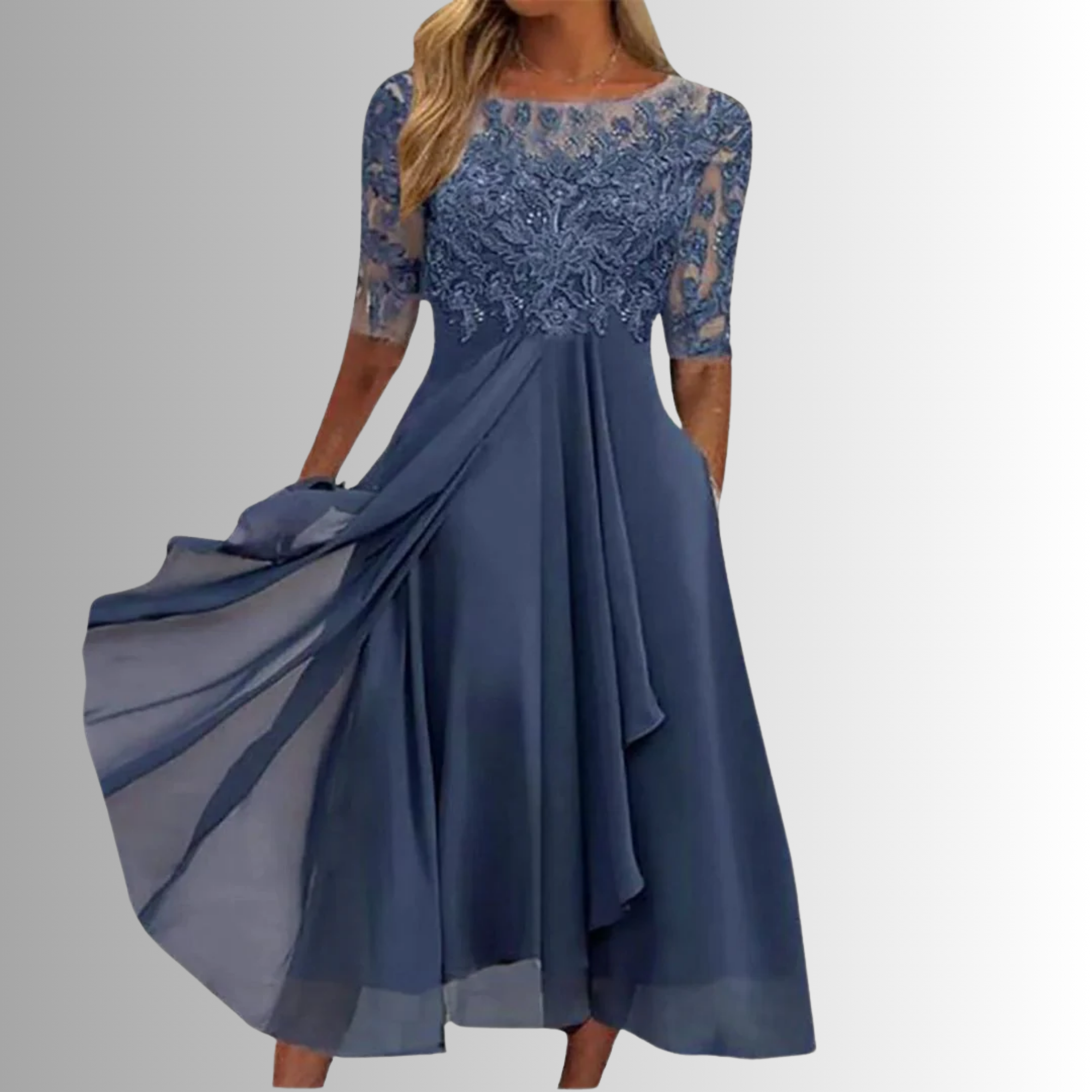 Lace Bodice Layered Midi Dress