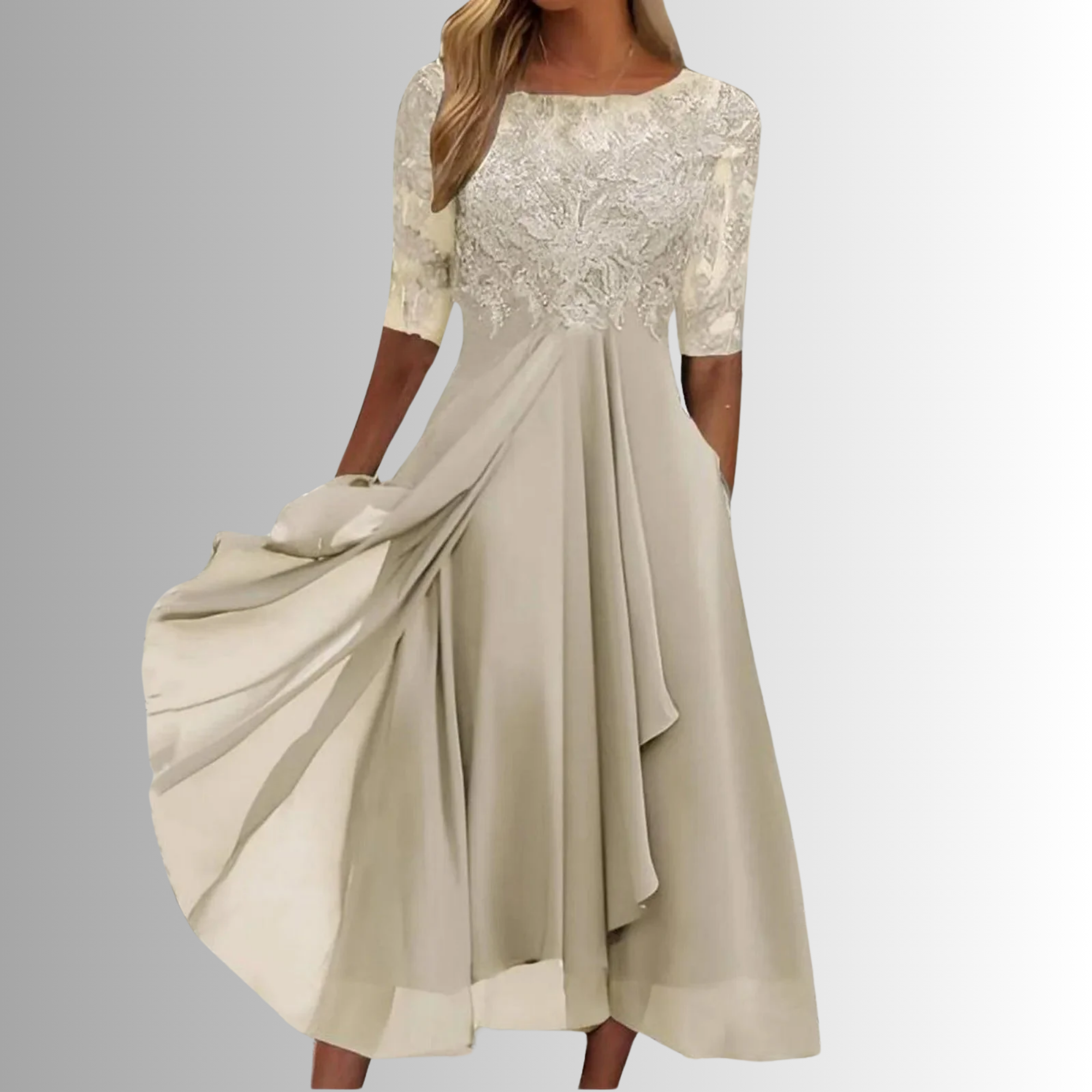 Lace Bodice Layered Midi Dress
