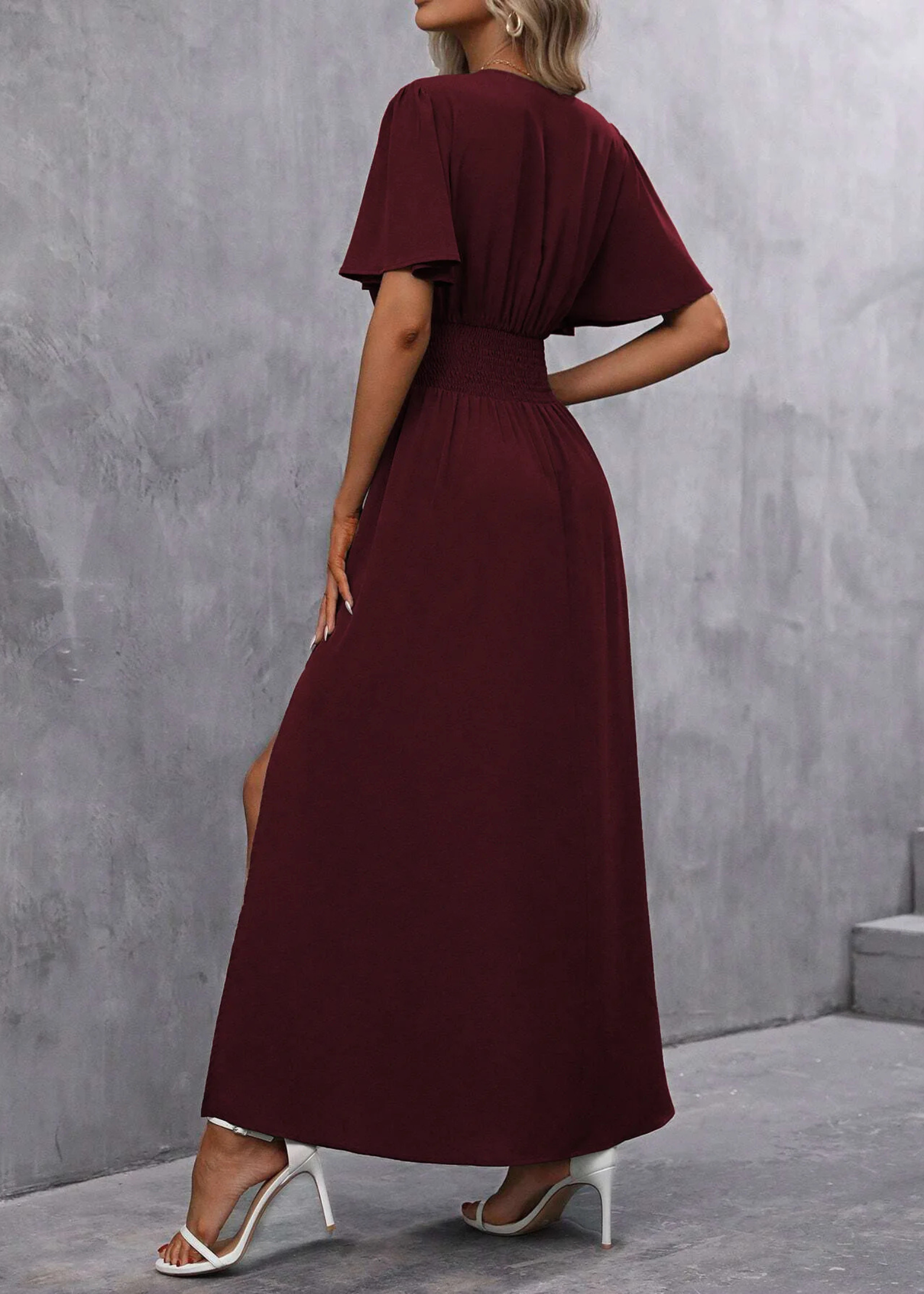 V-Neck Maxi Dress featuring a Side Slit