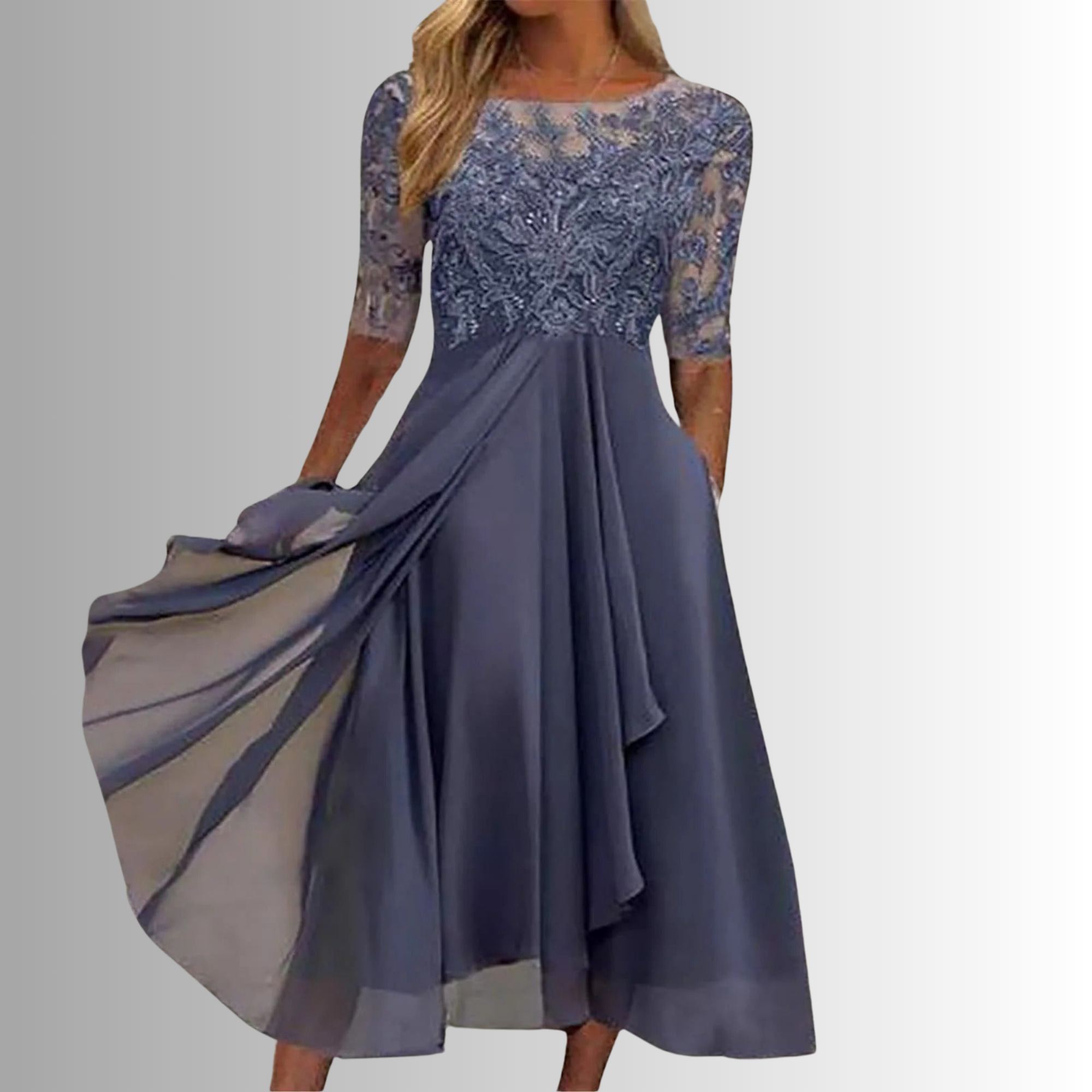 Lace Bodice Layered Midi Dress