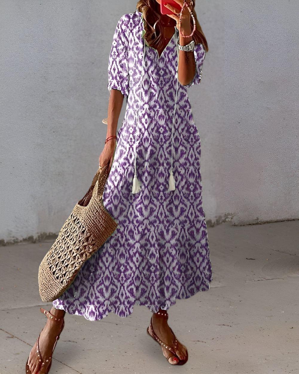 Relaxed Fit Boho Tassel Cover Dress