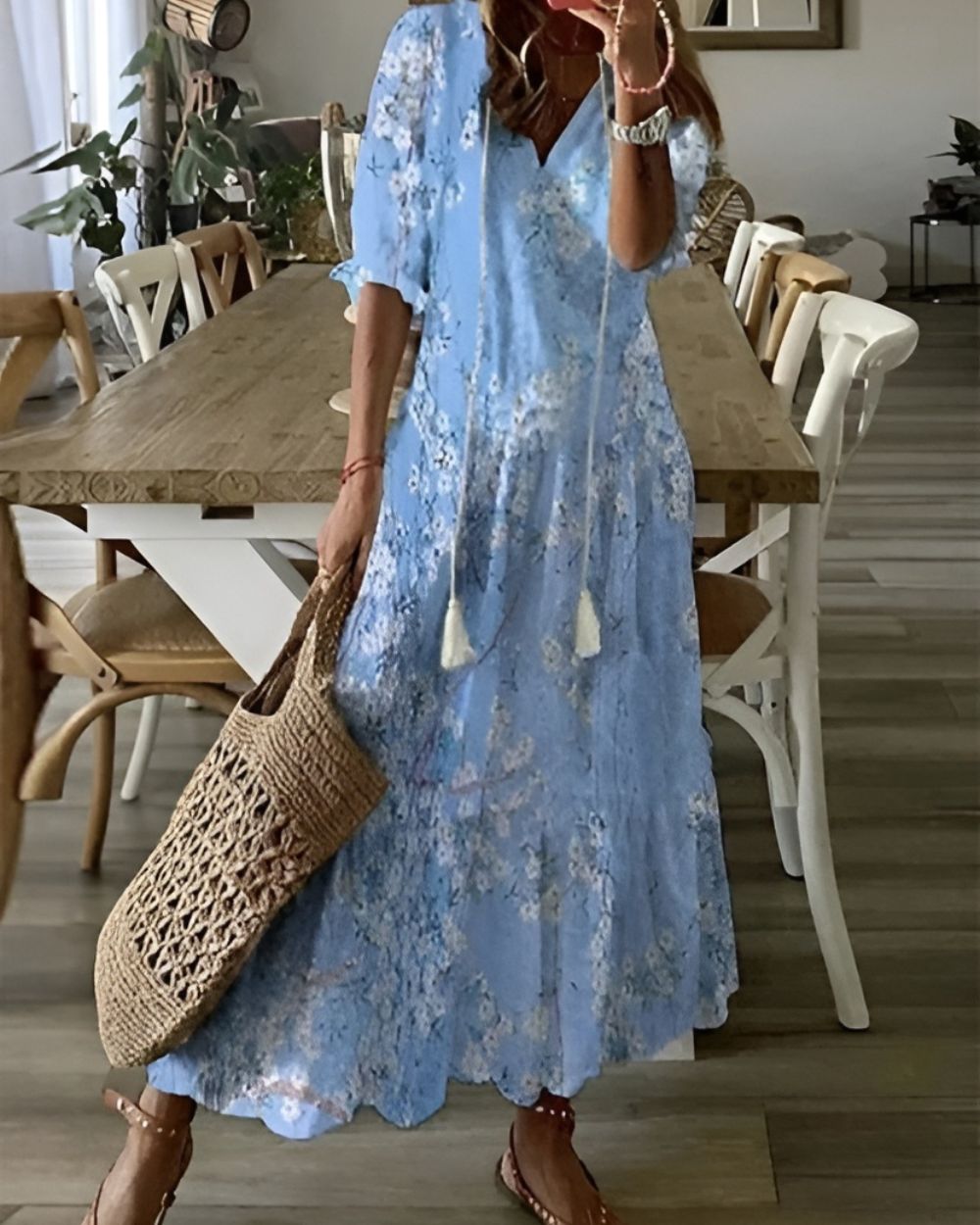 Relaxed Fit Boho Tassel Cover Dress