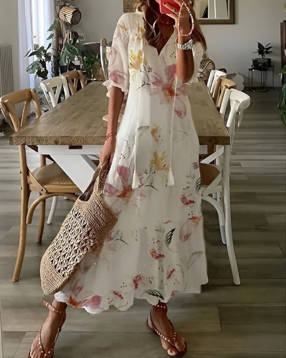 Relaxed Fit Boho Tassel Cover Dress
