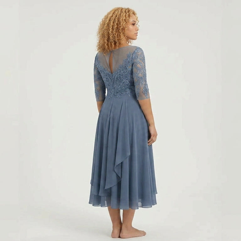 Lace Bodice Layered Midi Dress