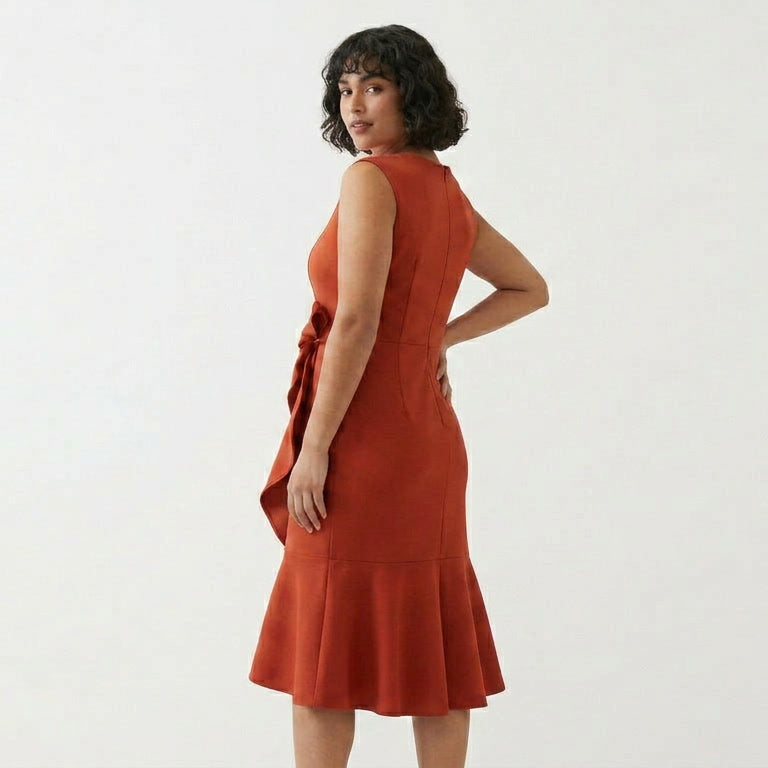 Draped Asymmetric Midi Dress