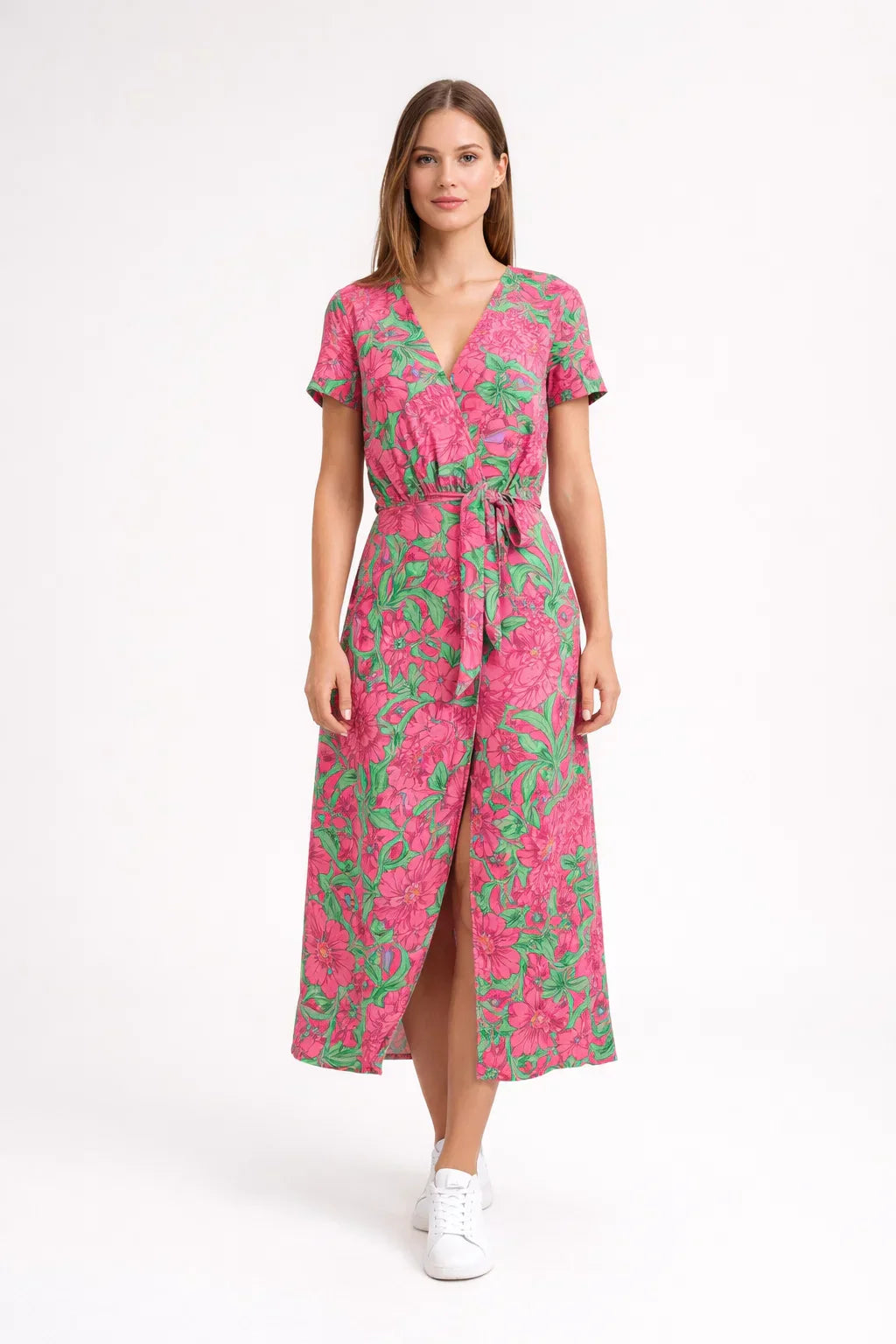 Marlene Floral V-Neck Wrap Midi Dress