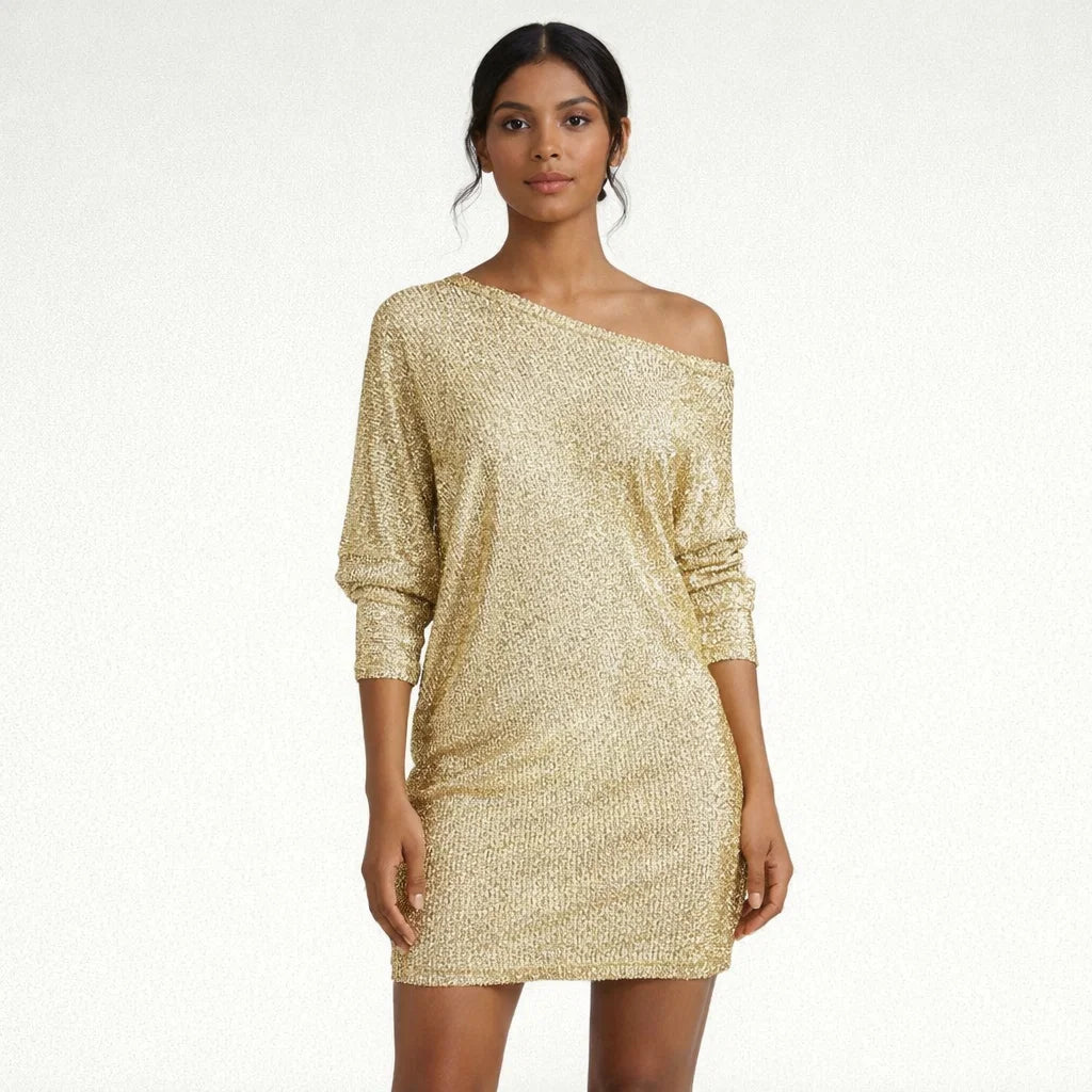 Elegant Sparkling Party Dress for Fall and Winter