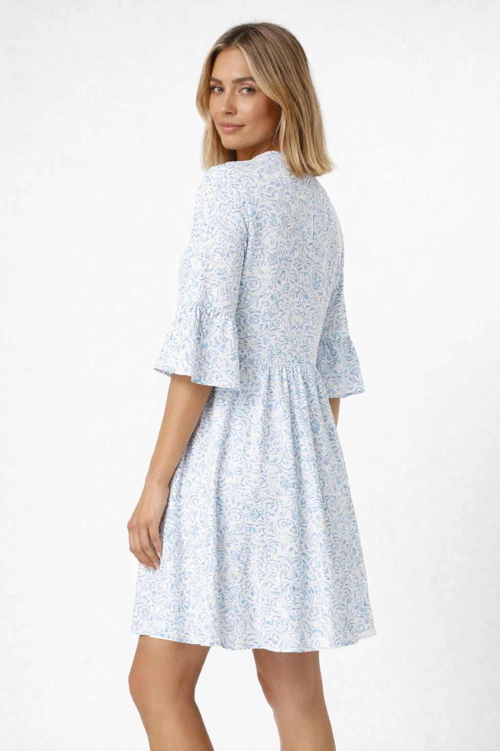 Boho Print Mini Dress - Short Sleeves for Women